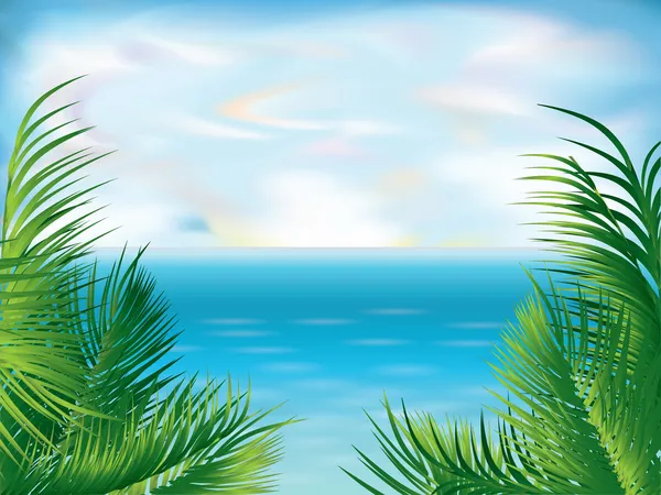 Vacker tropisk sommar bakgrund, vektor illustration — Stock vektor