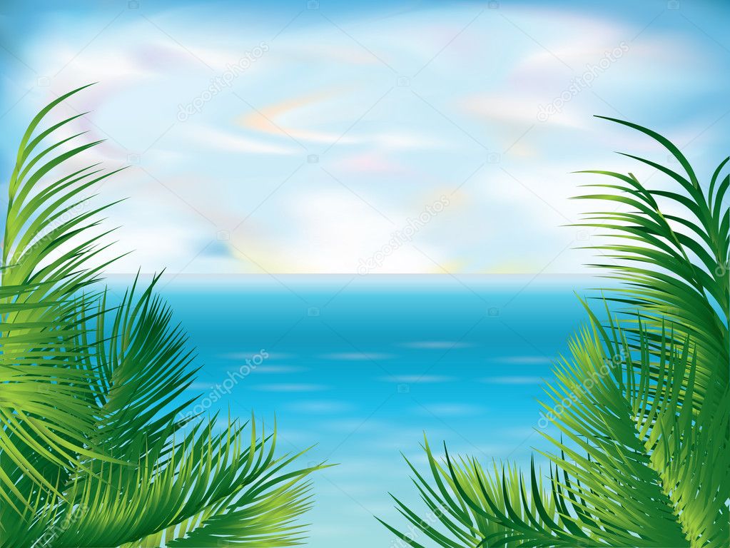 Download Beautiful Tropical summer background, vector illustration ...