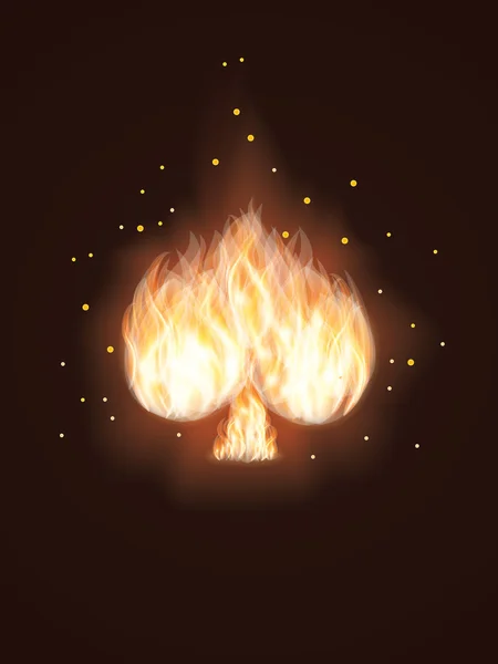 Spader-kort i brand. vektor illustration — Stock vektor