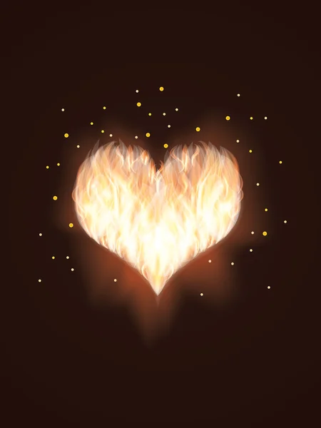 Tarjeta del corazón en llamas. ilustración vectorial — Archivo Imágenes Vectoriales