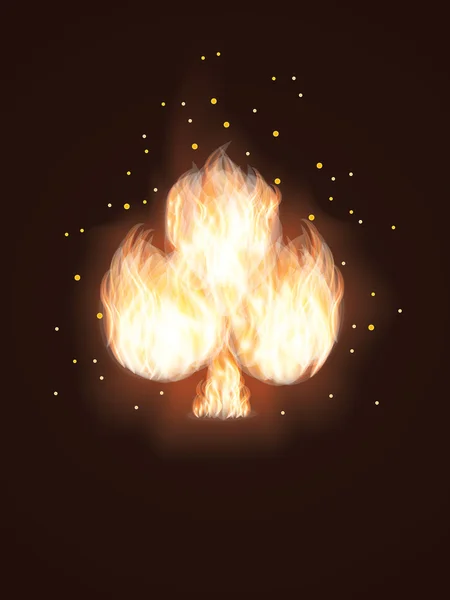 Klubbar-kort i brand. vektor illustration — Stock vektor