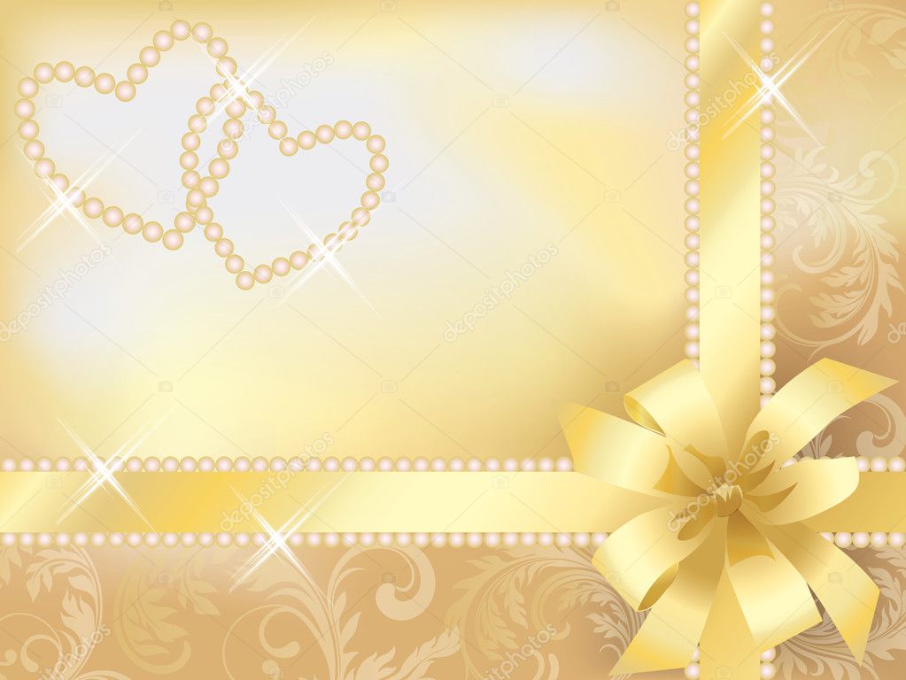 Wedding love invitation card with pearl, vector illustration