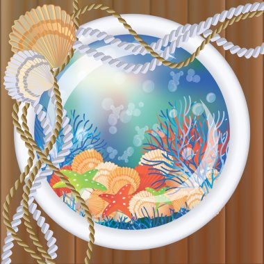 Window porthole in underwater. vector illustration clipart