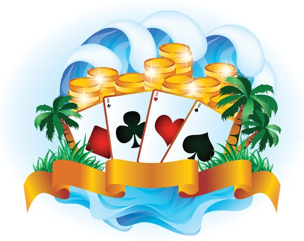 Pôquer tropical. ilustração vetorial — Vetor de Stock