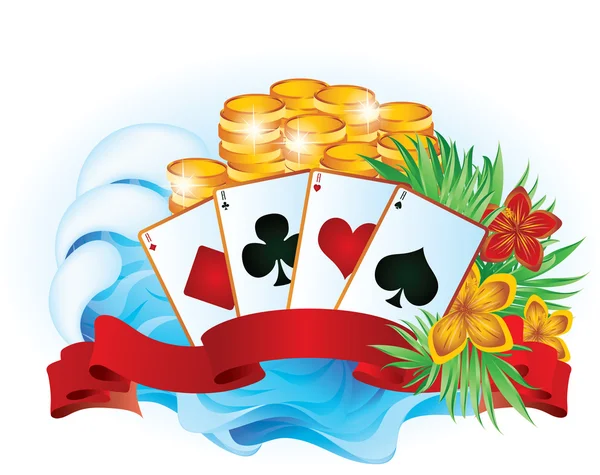 Tropical summer poker. vector illustration — Stock Vector