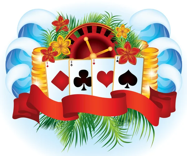 Tarjeta de poker tropical, ilustración vectorial — Vector de stock