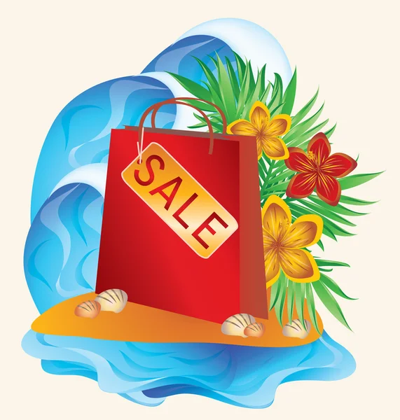 Saco de compras, venda de verão. ilustração vetorial — Vetor de Stock
