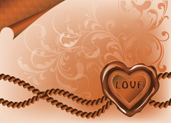 Tarjeta de felicitación de amor con sello de corazón, ilustración vectorial — Vector de stock