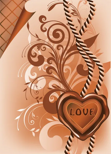 Bruiloft banner met liefde wax stempel, vector illusration — Stockvector