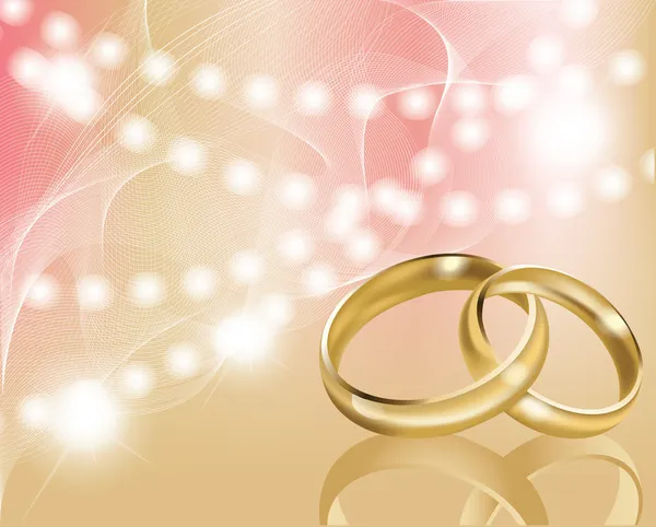 Två bröllop ring med abstrakt bakgrund, vektor — Stock vektor