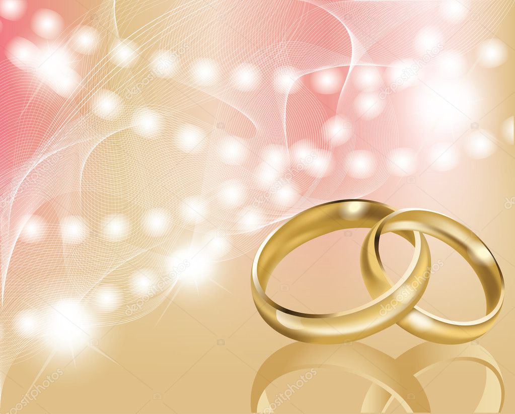 Two wedding ring with abstract background, vector