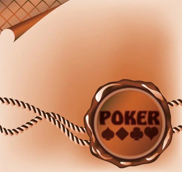Cartão de poker com selo de cera de vedação. ilustração vetorial — Vetor de Stock