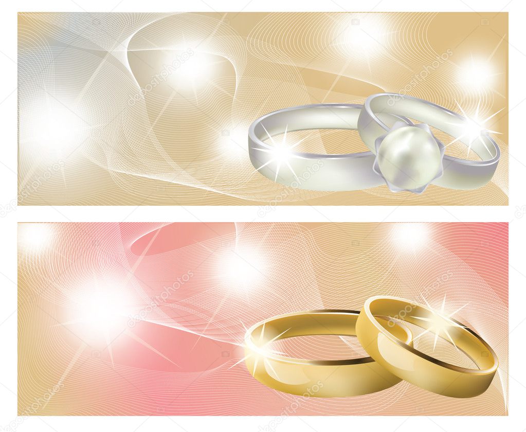 Two banners with wedding rings, vector illustration