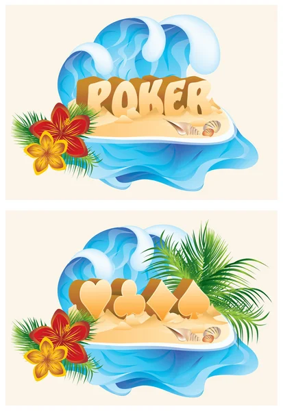 Tropical poker banners, vector illustration — Stock Vector
