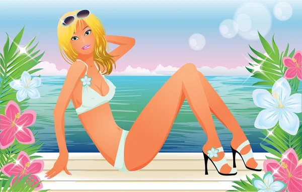 Sexy zomer meisje. vectorillustratie — Stockvector