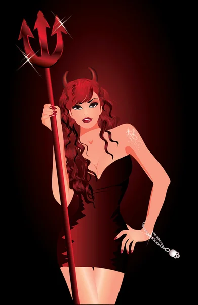 Sexy she-devil, ilustração vetorial —  Vetores de Stock