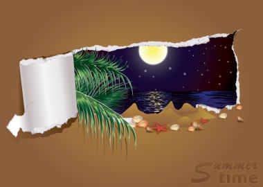 Tropical night banner, vector illustration clipart