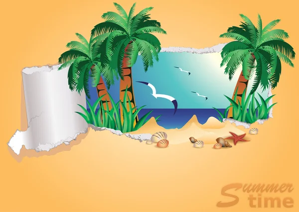 Bannière de l'heure d'été tropicale, illustration vectorielle — Image vectorielle