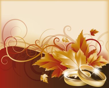 Autumn wedding card, vector illustration clipart