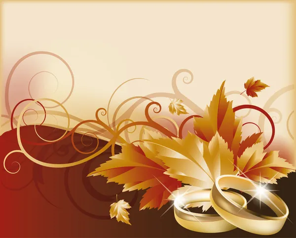 Herbst Hochzeitskarte, Vektorillustration — Stockvektor