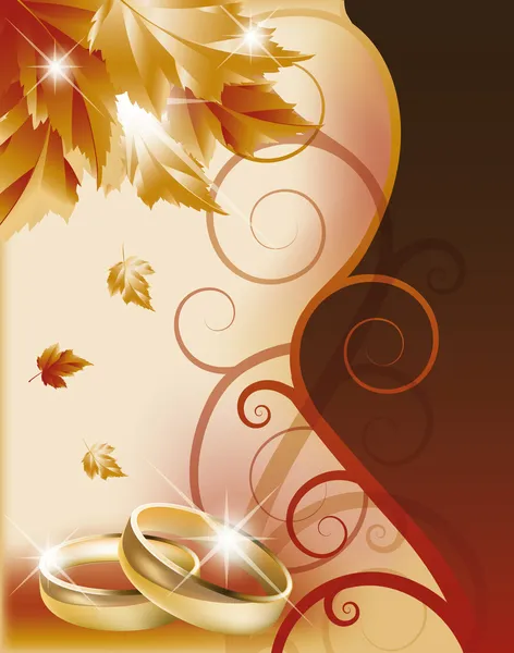 秋の結婚式の招待カード。ベクトル イラスト — ストックベクタ