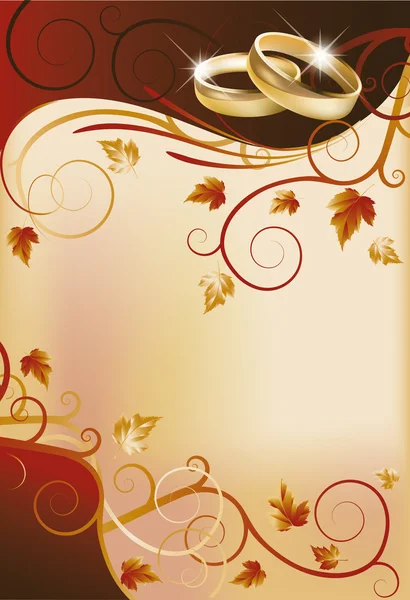 Autumn wedding invitation card, vector illustration — Stock Vector