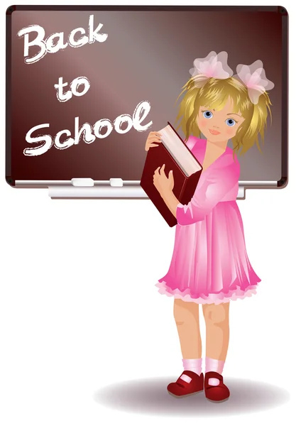 Σχολείο κορίτσι με βιβλίο, εικονογράφηση φορέας — Διανυσματικό Αρχείο