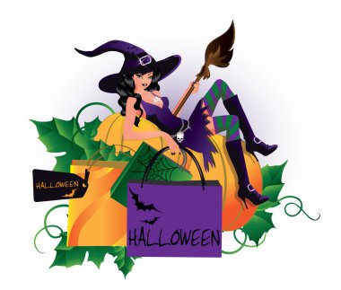 Halloween shopping, vector illustration clipart