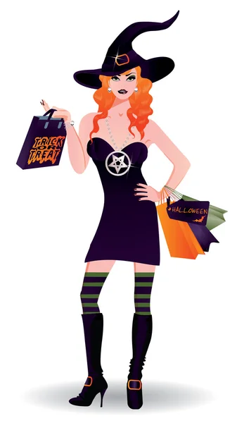 Halloween nakupování, vektorové ilustrace — Stockový vektor