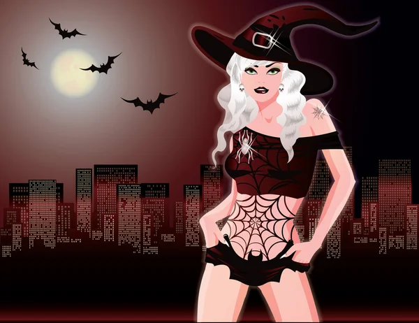 Sexy witch, vector illustration — Stock Vector