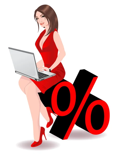 Mujer de negocios sosteniendo ordenador portátil — Archivo Imágenes Vectoriales