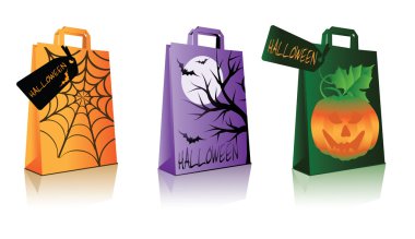 Halloween shopping bags, vector illustration clipart