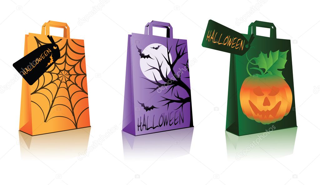 Halloween shopping bags, vector illustration