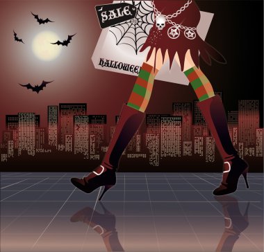 Halloween shopping, vector illustration clipart