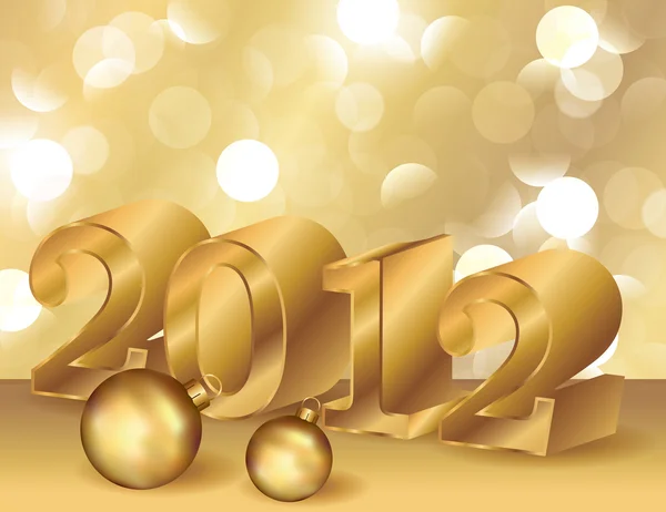 Золотой Новый 2012 год, векторная иллюстрация — стоковый вектор