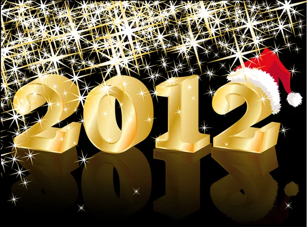 Christmas Greeting Card, Golden New Year 2012, vector — Stock Vector