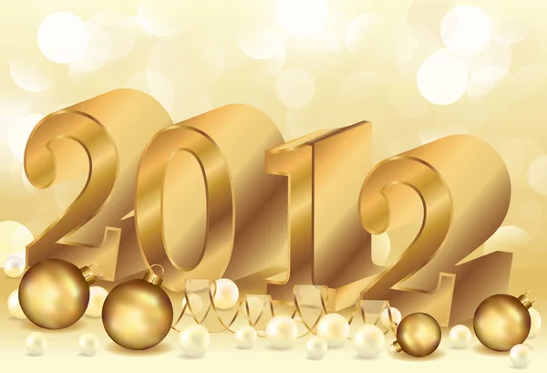 Schönes goldenes neues Jahr 2012 mit Perlen, Vektor — Stockvektor