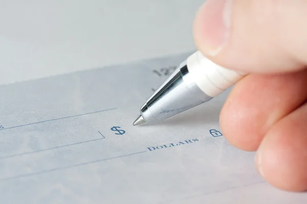 Primer plano de un cheque — Foto de Stock