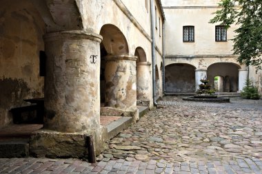 Medieval castle courtyard. clipart