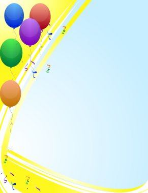 mutlu doğum günü kartı ile balonları ışık ışınları