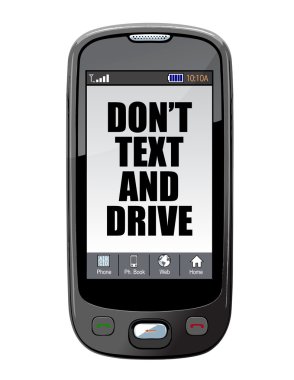 Don't text and drive cell message isolated over white. clipart