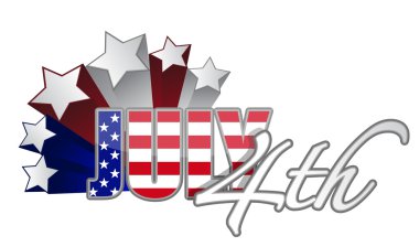 Fourth of July with starts red white and blue designs. clipart