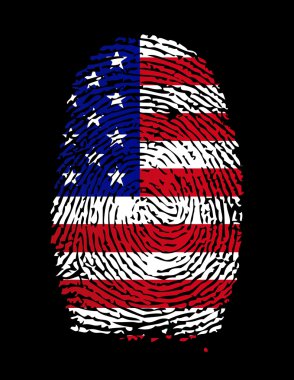 An illustration of a finger print and USA flag file available. clipart