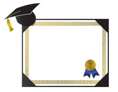 An isolated generic College Diploma with cap and tassel clipart