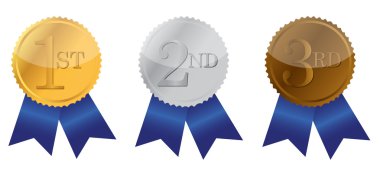 Three ribbon of Achievement, gold, silver and bronze illustration design clipart