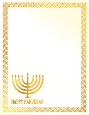 Detail illustration of a golden happy hanukkah card. clipart