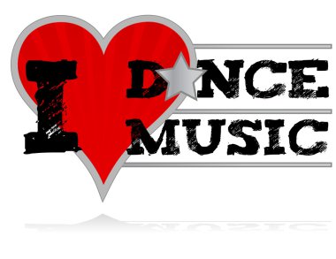 I love dance music design heart over a white background. clipart