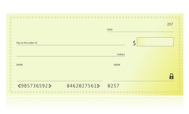 Bank Check illustration isolated over a white background clipart