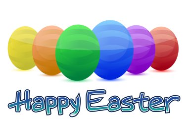 Happy easter colorful eggs isolated over a white background clipart