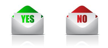 Yes and no envelope letters isolated over a white background clipart